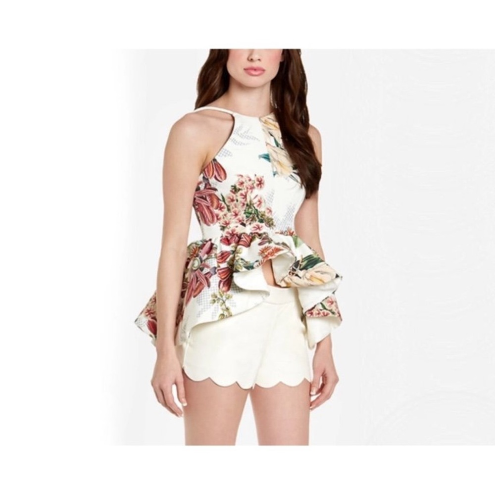 Floral Peplum Halter Top